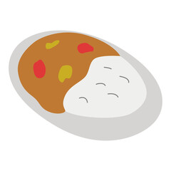 カレー　料理　ルー　ご飯　イラスト　アイコン
