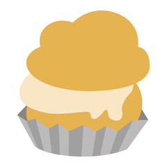 シュークリーム　スイーツ　食べ物　イラスト　アイコン