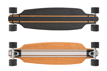Black and wooden skate longboard isolated on a white background with clipping path © pbombaert