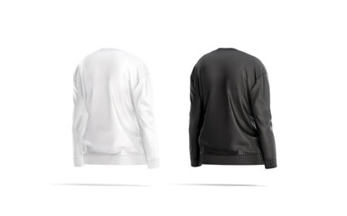 Blank black and white women sweatshirt mockup, back side view