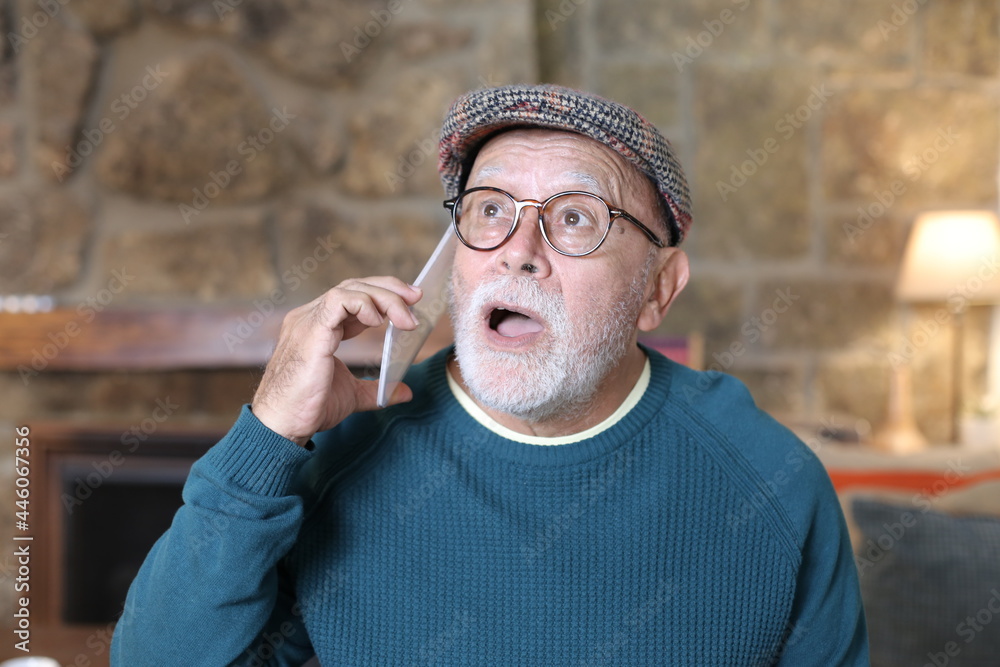 Wall mural senior man getting shocking news