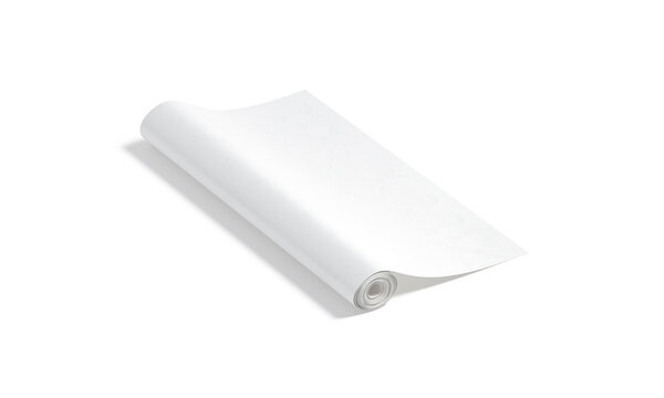 Blank white wallpaper twisted roll mockup, side view