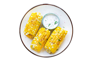 corncob grilled corn fast food meal snack copy space background rustic top view