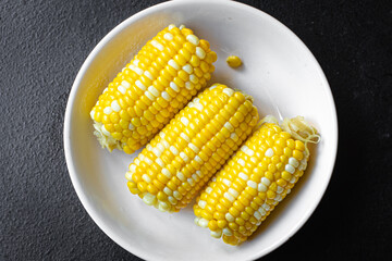 corncob grilled corn fast food meal snack copy space background rustic top view