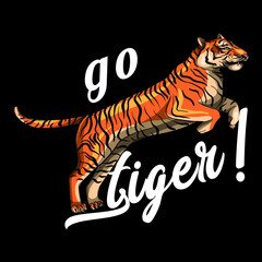 Go tiger slogan t shirt design