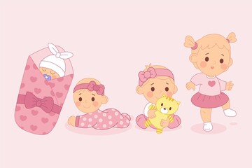 Flat Design Stages Baby Girl Collection