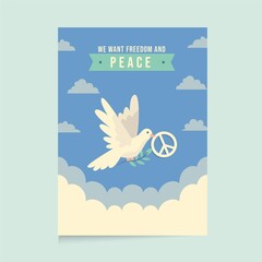 Flat Design Peace Poster Template
