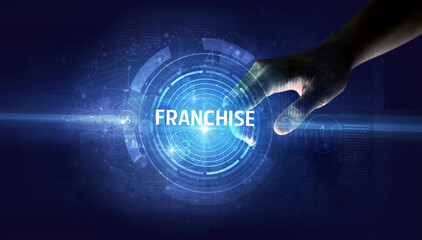 Hand touching business concept button