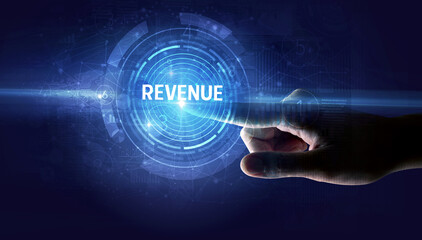 Hand touching business concept button