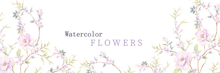 Flowers watercolor illustration.Big Set watercolor elements.