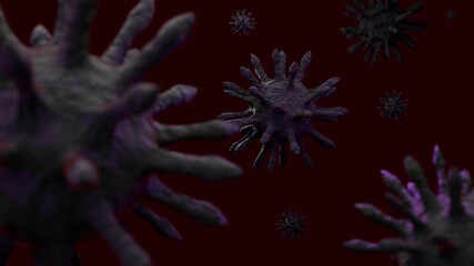 3D render, New virus, Coronavirus 2019-nCov and coronaviruses influenza medical health pandemic virus in microscope virus