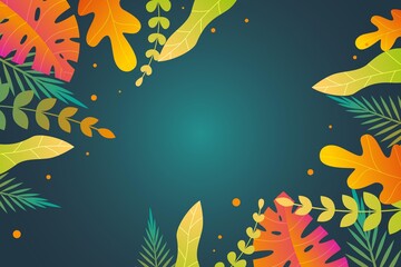 Gradient Tropical Leaves Background_10
