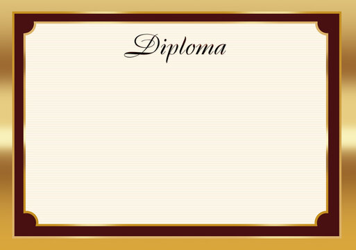 Honor Diploma Blank Template Framed In Gold With Gothic Calligraphic Letters - Background Simple Design