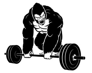 Gorilla Work Out, Barbell Lifting Illustration