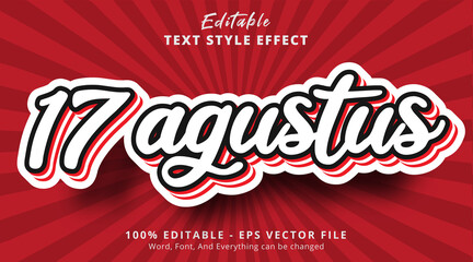 Editable text effect, Indonesia Independence day on layered style text effect