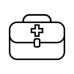 Obraz premium Black color icon in briefcase with cross shape on white background