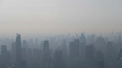 Bangkok city scape during haze in the morning.