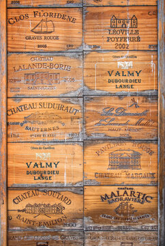 Collection Of Old Bordeaux Wine Wood Boxes