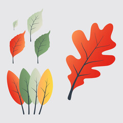 Graphic of Set flat design autumn leaves vector illustration