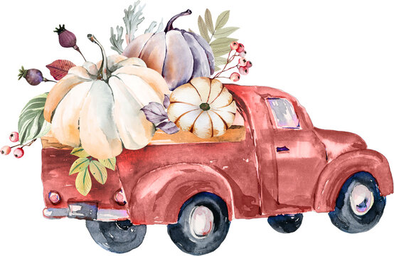 recommend clip art: watercolor harvest truck, fall pumpkin harvest clipart. Thanksgiving pumpkin illustration, Harvest festival invitation, farmhouse clipart
