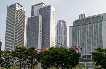 Skyscraper and cityscape located in Haeundae, Busan, South Korea.