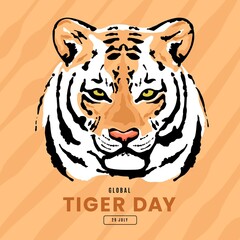 Fototapeta na wymiar Hand drawn global tiger day illustration