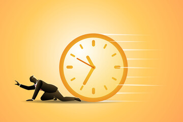 Illustration Business Concept Businessman Run By Wall Clock