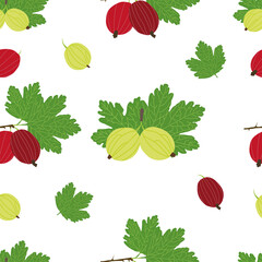 Seamless vector pattern with gooseberry branches