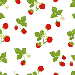 Vector seamless pattern with strawberries. Graphic stylized drawing. - 446076980