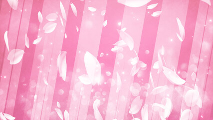 舞い散る桜のような花びらと、淡い水彩風の壁紙のイメージ画像