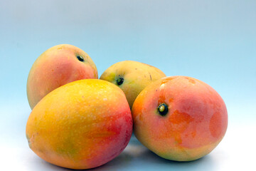 
There are four ripe mangoes, plantation products from West Java, Indonesia
