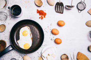 fried eggs on a frying pan