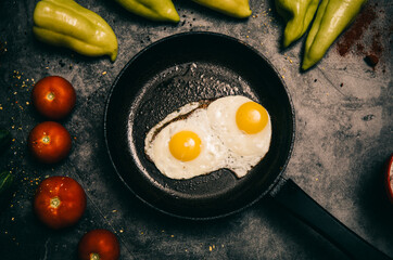 fried eggs in a pan