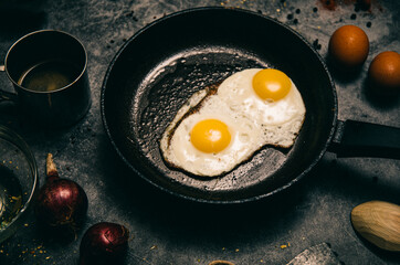 fried egg in a frying pan