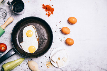 fried eggs in a pan