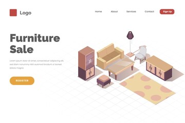 Isometric Furniture Sale Landing Page Template_2