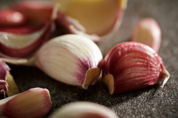 fresh garlic on dark background 