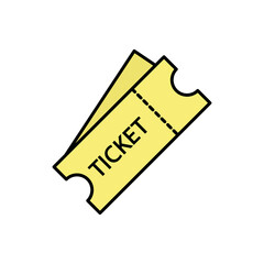 Icono de boleto o billete amarillo. Concepto de tique de entrada. Ilustraci&oacute;n vectorial