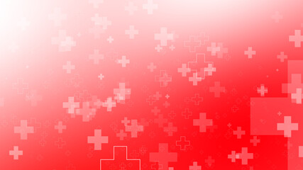 Abstract medical health red white cross pattern background.