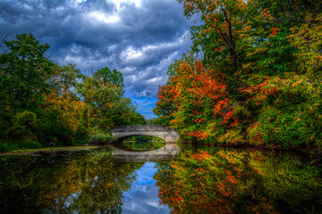 autumn landscape with a bridge