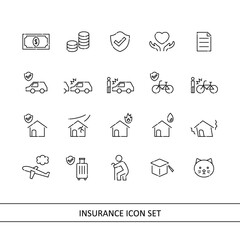 Fototapeta premium Insurance illustration icon set (white background, vector, cut out)