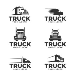 Set Flat Design Truck Logos_2