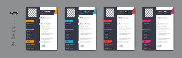 Editable modern CV or resume vector design. Creative Professional CV or resume design template .