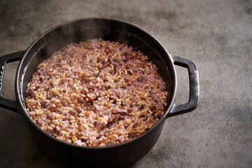 Delicious freshly cooked cauldron rice