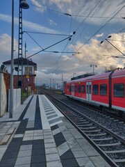 Fototapeta premium railway train station in europe germany