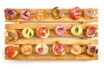 Spanish pinchos, isolated on white background. High resolution image.