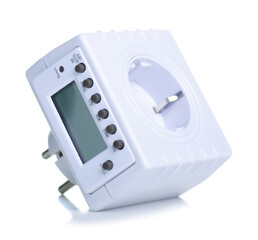 Fototapeta premium electric timer 220V on white background isolation