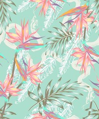 Fototapeta na wymiar set of designs Beautiful pattern with a snake in a tropical jungle pastel shades, Abstraction for printing on paper, postcards, kids clothes, bedding, textiles.