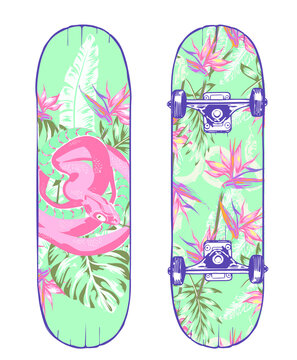 llustration of a snake in the jungle, Sketch for printing on fabric, clothes, bag, accessories and design of printing materials, printing on a skateboard