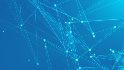 Abstract blue polygon tech network with connect technology background. Abstract dots and lines texture background. 3d rendering.